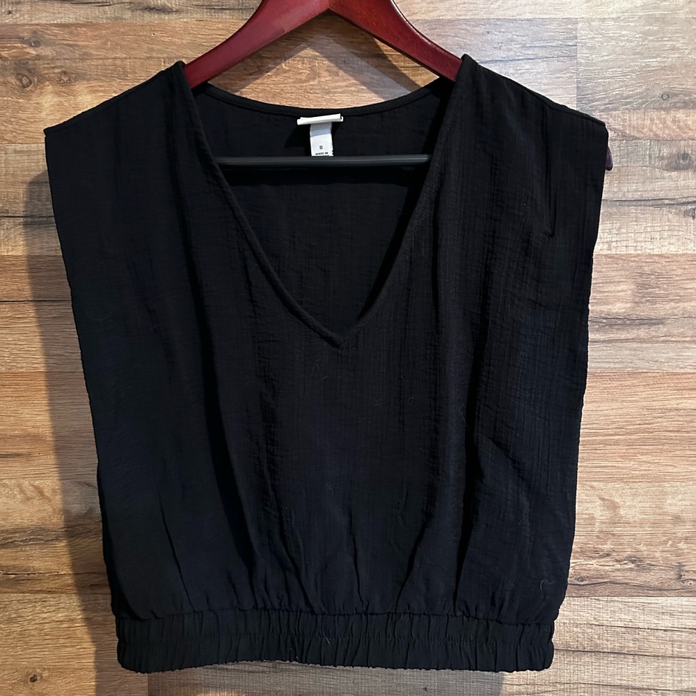 Black V-Neck Women's Top
